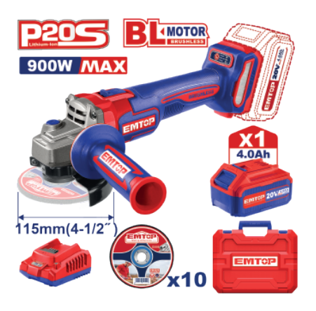 Cordless Angle Grinder 18V Brushless Motor, Variable Speed, Lightweight Ergonomic Design, Durable